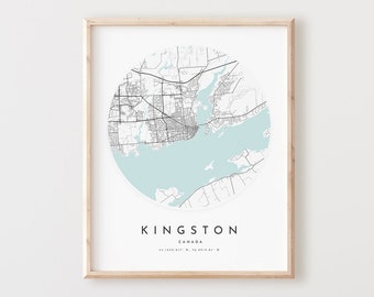 Kingston Map Print, Kingston Map Poster City Wall Art, Kingston Road Map, Kingston Print Street Map Decor,  Office Gift, L803v4