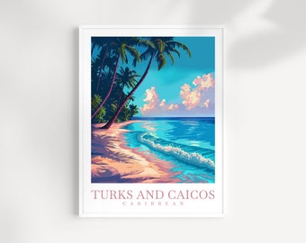 Turks and Caicos Islands Travel Print Wall Art Caribbean Wall Hanging Home Décor Turks and Caicos Gift Art Lovers Wall Art Caribbean