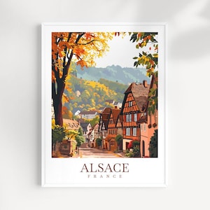 Alsace Travel Print France Poster Alsace Decor Cityscape Art Print Alsace Wall Art for Travel Enthusiast Gift Alsace France Poster Decor