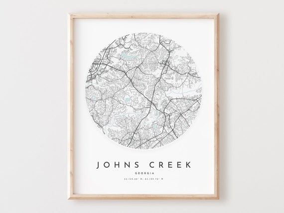 Johns Creek Map Print Johns Creek Map Poster City Wall Art | Etsy