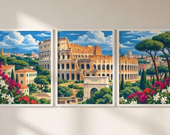 Rome Italy Set of 3 Prints, Rome Print Wall Art, Rome Triptych Posters, Italy Travel Decor