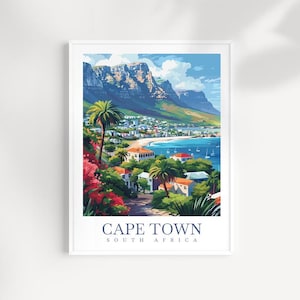 Cape Town Travel Print Wall Art Południowa Afryka Wall Hanging Home Décor Cape Town Gift Art Lovers South Africa Art Print Cape Town Art