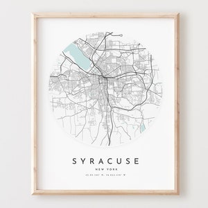 Impressão de mapa de Syracuse, mapa de Syracuse pôster arte de parede da cidade, mapa de estradas de Nova York, decoração de mapa de rua com impressão de Nova York, presente de escritório, L428v4
