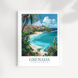 Grenada Travel Print Wall Art Caribbean Wall Hanging Grenada Home Décor Grenada Gift Art Lovers Caribbean Poster Grenada travel poster