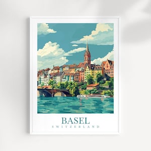 Basel Schweiz Reise Poster Kunst Basel Schweiz Reise Poster Geschenk für Basel Schweiz Home Decor