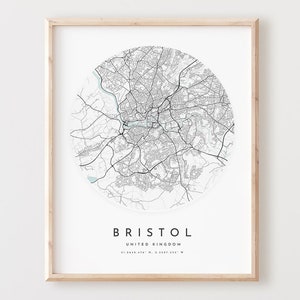 Impressão de mapa de Bristol, mapa de Bristol, pôster de arte de parede da cidade, mapa de estradas de Bristol, decoração de mapa de rua com impressão de Bristol, presente de escritório, L375v4