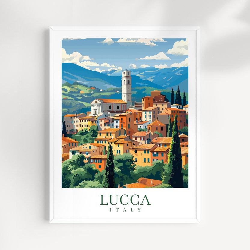 Lucca Italië-reisposter: Italiaans kunst aan de muur
