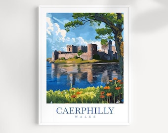 Reisposter Caerphilly Castle: muurkunst Wales