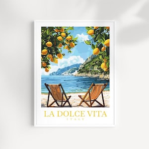 La Dolce Vita Reise Print Wand Kunst Italien Poster Wandbehang Dekoration Geburtstag Geschenk Ideen Italien Geschenk Flitterwochen