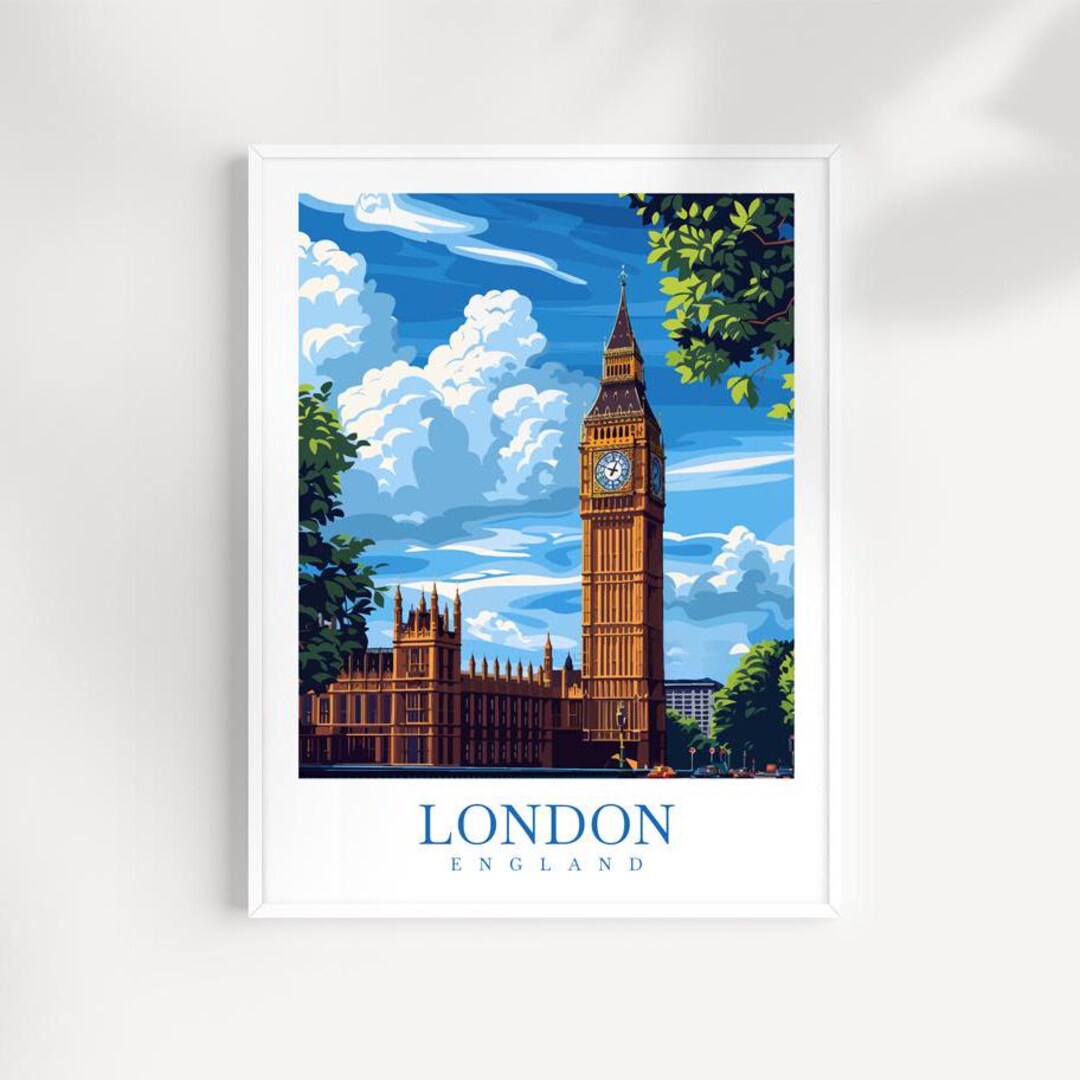 London City Travel Print Wall Art England Wall Hanging Home Décor