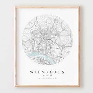 Impressão de mapa de Wiesbaden, mapa de Wiesbaden pôster arte de parede da cidade, mapa de estradas de Wiesbaden, decoração de mapa de rua com impressão de Wiesbaden, presente de escritório, L356v4