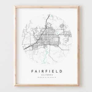Fairfield Karte Druck, Fairfield Karte Poster Stadt Wandkunst, Ca Straßenkarte, Kalifornien Druck Straßenkarte Dekor, Büro Geschenk, L721v4
