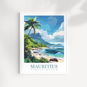Mauritius art Travel Print Wall Art East Africa Wall Hanging Home Décor Mauritius Gift Art Lovers Wall Art Mauritius Travel Print