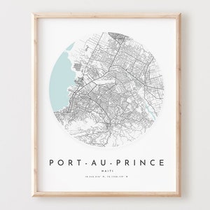 Impressão de mapa de Porto Príncipe, Mapa de Porto Príncipe Poster Arte da parede da cidade, Mapa de estradas de Porto Príncipe, Impressão de Mapa de Rua de Porto Príncipe Decoração, L154v4