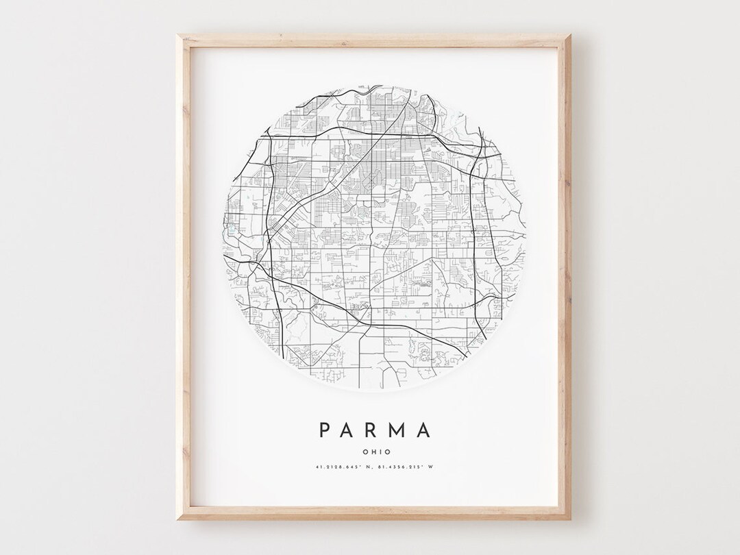 Parma Map Print, Parma Map Poster City Wall Art, Oh Road Map, Ohio ...