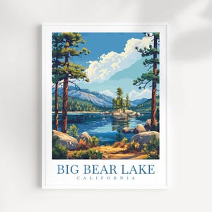 Big Bear Lake Travel Print California Poster Wall Art Home Décor Big Bear Lake Gift Art Lovers California Art Lover Gift Lake Art