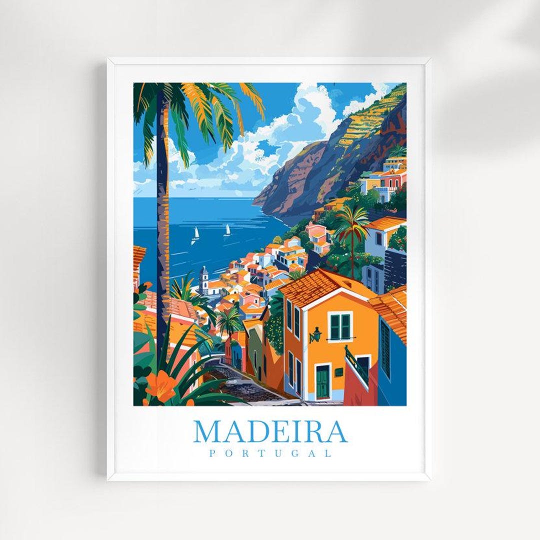 Madeira Portugal Travel Print: Coastal Village Wall Art - Etsy