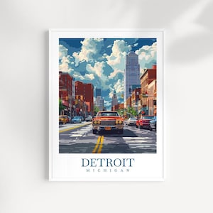 Detroit Travel Print Wand Kunst Missouri Wandbehang Wohnkultur Detroit Geschenk Kunstliebhaber Detroit Kunst Liebhabergeschenk
