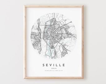 Seville Map Art Print: Modern City Street Map Poster