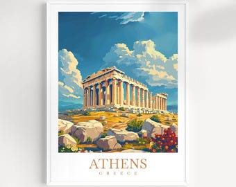 Athens Greece Travel Print: Parthenon Wall Art