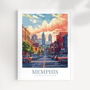 Memphis city Travel Print Wall Art Tennessee Wall Hanging Home Décor Memphis Gift Art Lovers Tennessee Art Lover
