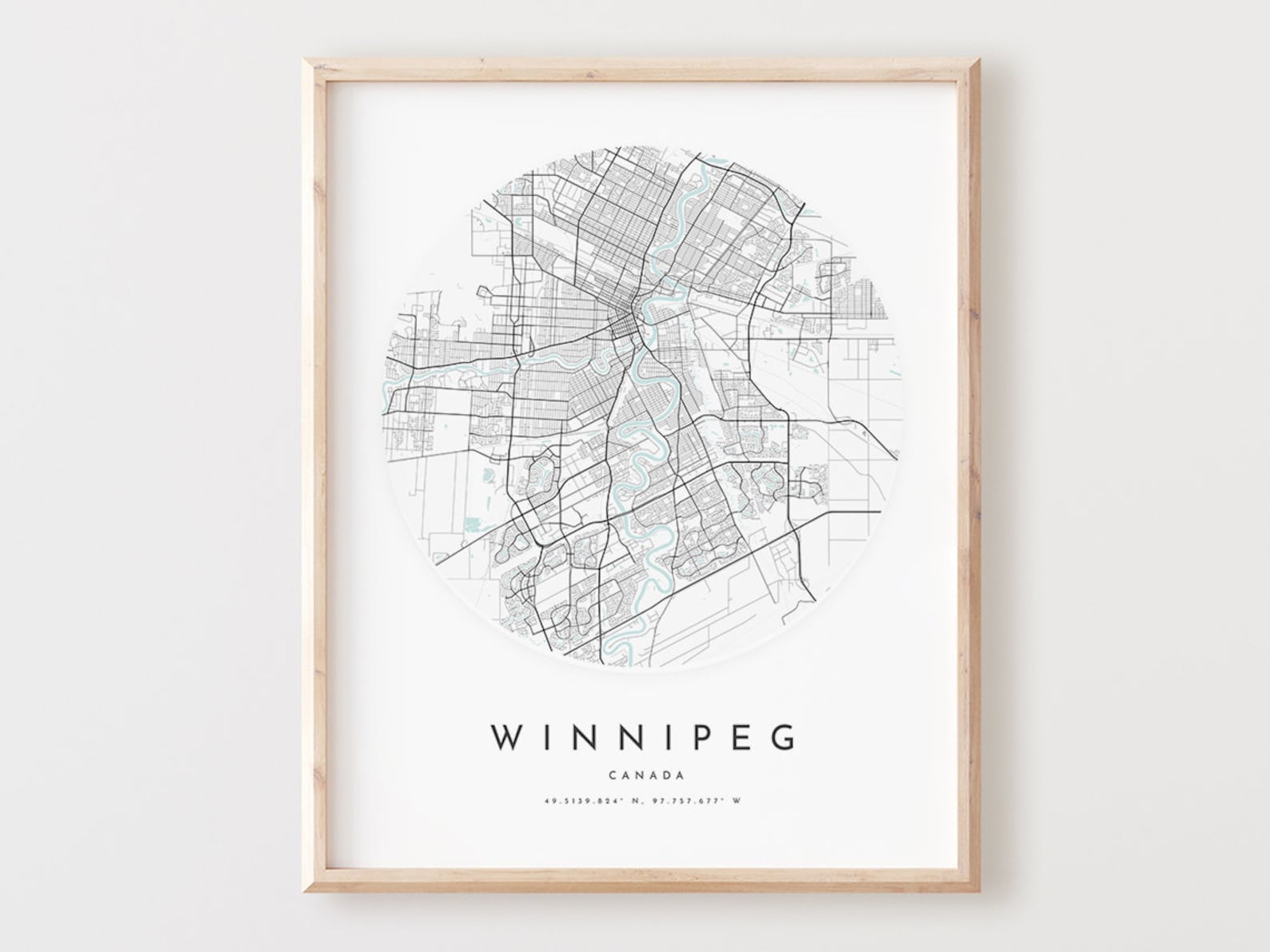 Winnipeg Map Print, Winnipeg Map Poster City Wall Art, Winnipeg Road
