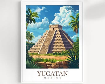 Yucatan Travel Print: Mexiko Wand Kunst, Home Dekor