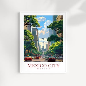 Impression de voyage de la ville de Mexico, art mural, tenture murale du Mexique, décoration de la maison, cadeau de la ville de Mexico pour les amateurs d&#39;art, impression d&#39;art mural, impression d&#39;art du Mexique