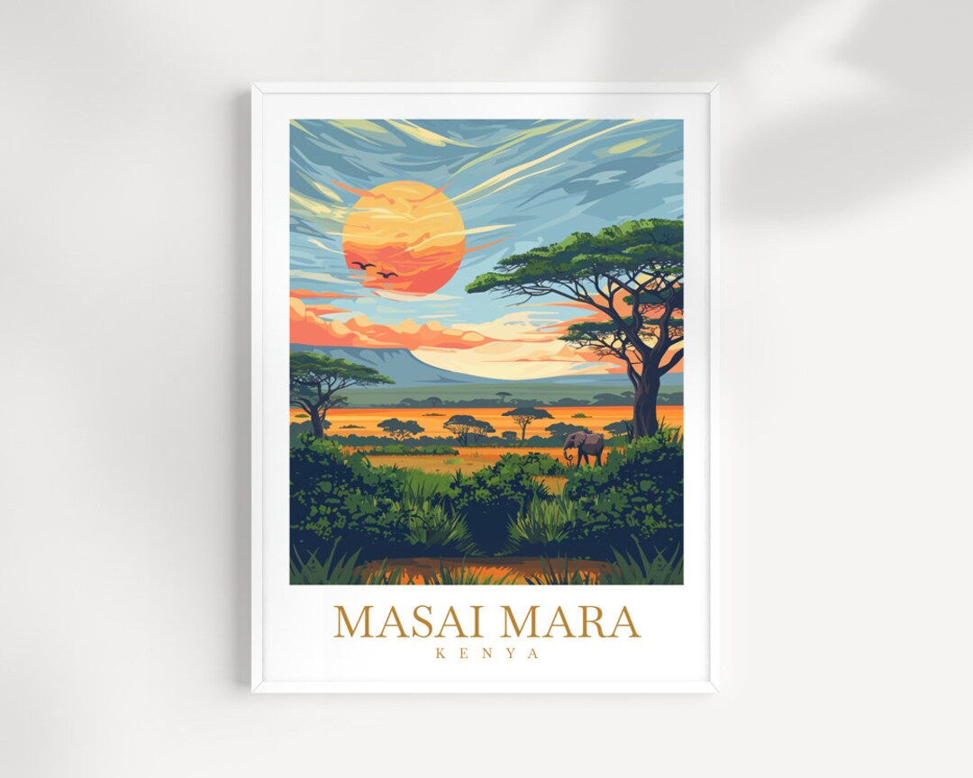 Masai Mara Travel Print Wall Art Kenya Wall Hanging Home Décor Masai