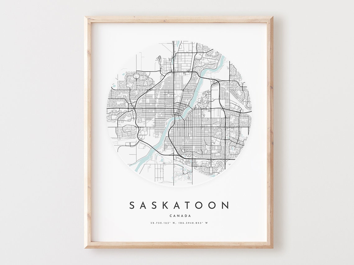 Saskatoon Map Print, Saskatoon Map Poster City Wall Art, Saskatoon Road