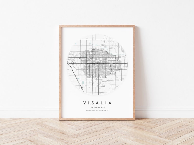 Visalia Karte Print, Visalia Karte Poster Stadt Wandkunst, Ca