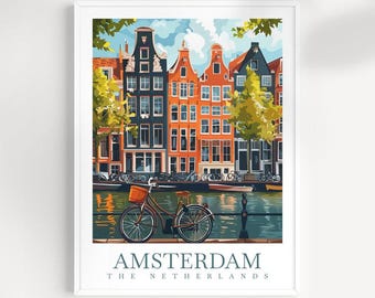 Amsterdam Travel Print Wall Art Netherlands Wall Hanging Home Décor Amsterdam Gift Art Lovers Netherlands Art Lover Gift Amsterdam Decor