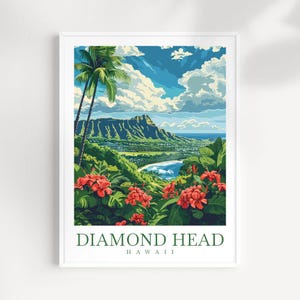 Diamond Head Travel Print Wall Art Hawaii Wall Hanging Home Décor Oahu Gift Art Lovers Hawaii Art Lover Gift Print Artwork