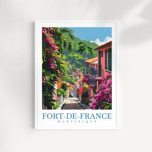 Fort de France Travel Print Martinique wall art Caribbean Home Decor Cityscape Art Print Martinique Gift Caribbean island  Poster