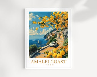 Amalfi Coast Travel Print Wall Art, Amalfi Italy Poster, Wall Hanging, Home Decoration, Birthday Gift Ideas Italy Gift