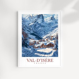 Val d’Isère Reisedruck Wandkunst Frankreich Wandbehang Val d’Isère Wohnkultur Val d’Isère Geschenk Kunstliebhaber Frankreich Kunstwerk Val d’Isère