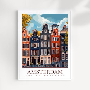 Impression d'art mural voyage d'Amsterdam, décoration murale des Pays-Bas, cadeau d'Amsterdam, cadeau d'amateur d'art, des Pays-Bas, décoration d'Amsterdam