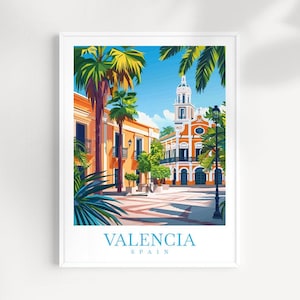 Valencia print Travel poster Wall Art Spain Wall Hanging Home Décor Valencia Art Lovers Spain Art Lover Gift Valencia Print Spain cityscape
