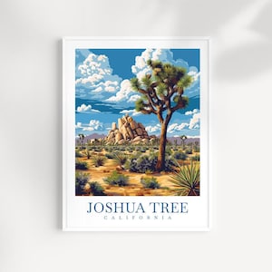 Joshua Tree Travel Print Wandkunst - California Park Illustrierte Wüstenlandschaft Poster, Southwest Dekor, Natur Geschenk California Park Poster
