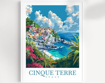 Cinque Terre Italy Travel Print: Coastal Village Wall Art