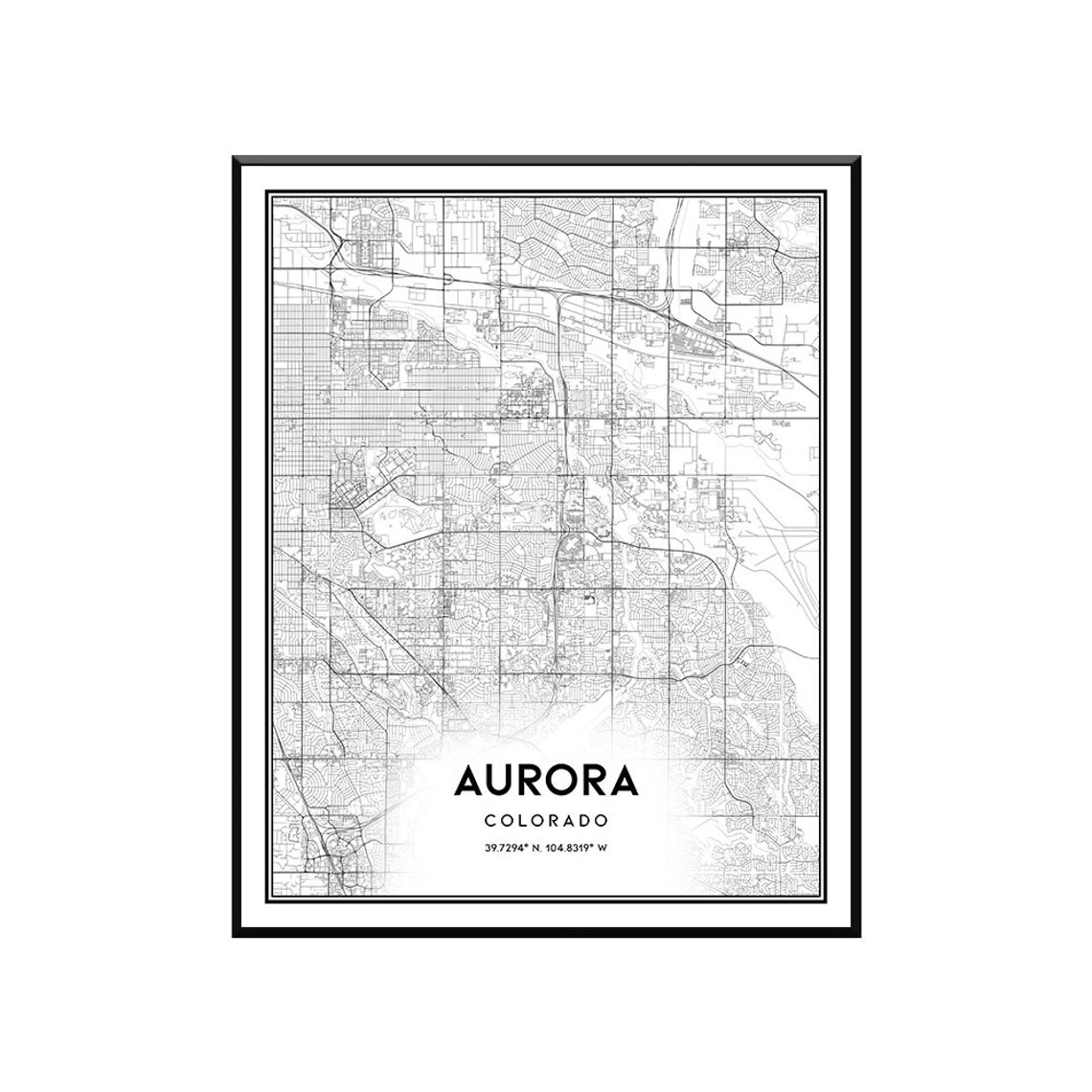 Aurora map print wall art Aurora CO city map poster Aurora Etsy