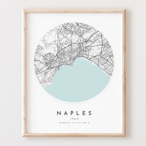 Impressão de mapa de Nápoles, mapa de Nápoles, arte de parede da cidade, mapa de estradas de Nápoles, decoração de mapa de rua de Nápoles, presente de escritório, L135v4