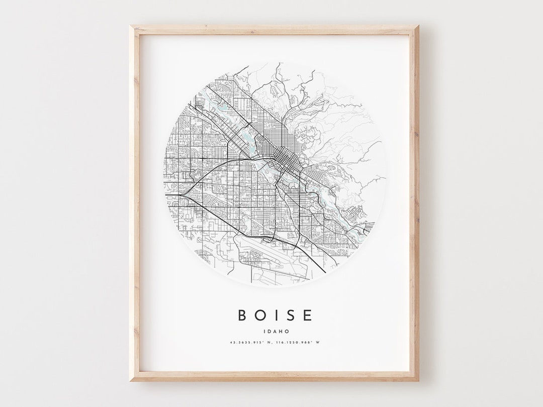 Boise Map Print, Boise Map Poster City Wall Art, Id Road Map, Idaho ...