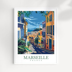 Impression voyage Marseille France décoration d'intérieur paysage urbain impression d'art art mural Marseille pour amateur de voyage cadeau tenture murale Marseille France