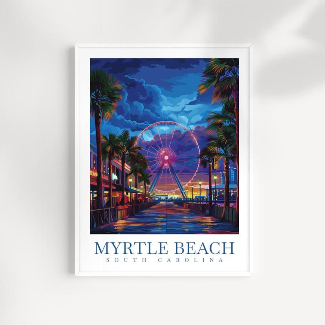 Myrtle Beach Ferris Wheel Poster: South Carolina Travel Art - Etsy