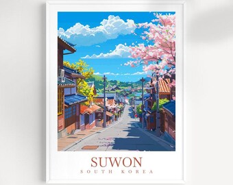 Suwon South Korea Travel Print: Cityscape Wall Art