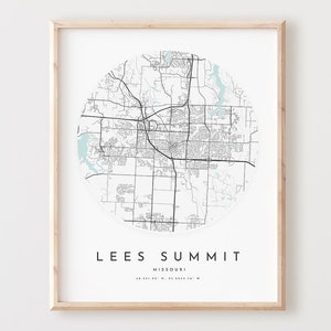 Impressão de mapa de Lees Summit, pôster de mapa de Lees Summit, arte de parede da cidade, mapa de estradas Mo, decoração de mapa de rua com impressão de Missouri, presente de escritório, L936v4