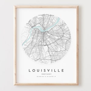 Impressão de mapa de Louisville, mapa de Louisville pôster arte de parede da cidade, mapa de estrada Ky, decoração de mapa de rua com impressão de Kentucky, presente de escritório, L271v4