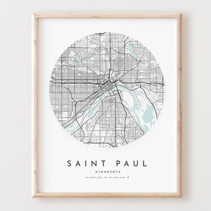 Impressão de mapa de Saint Paul, mapa de Saint Paul pôster arte de parede da cidade, mapa de estradas Mn, Minnesota impressão mapa de rua decoração, presente de escritório, L503v4