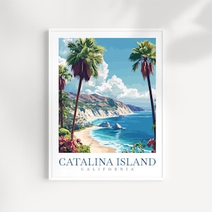 Stampa da parete di viaggio dell&#39;isola di Catalina, decorazione da parete dell&#39;isola di Catalina, decorazione per la casa, regalo dell&#39;isola di Catalina, amanti dell&#39;arte, regalo per gli amanti della California